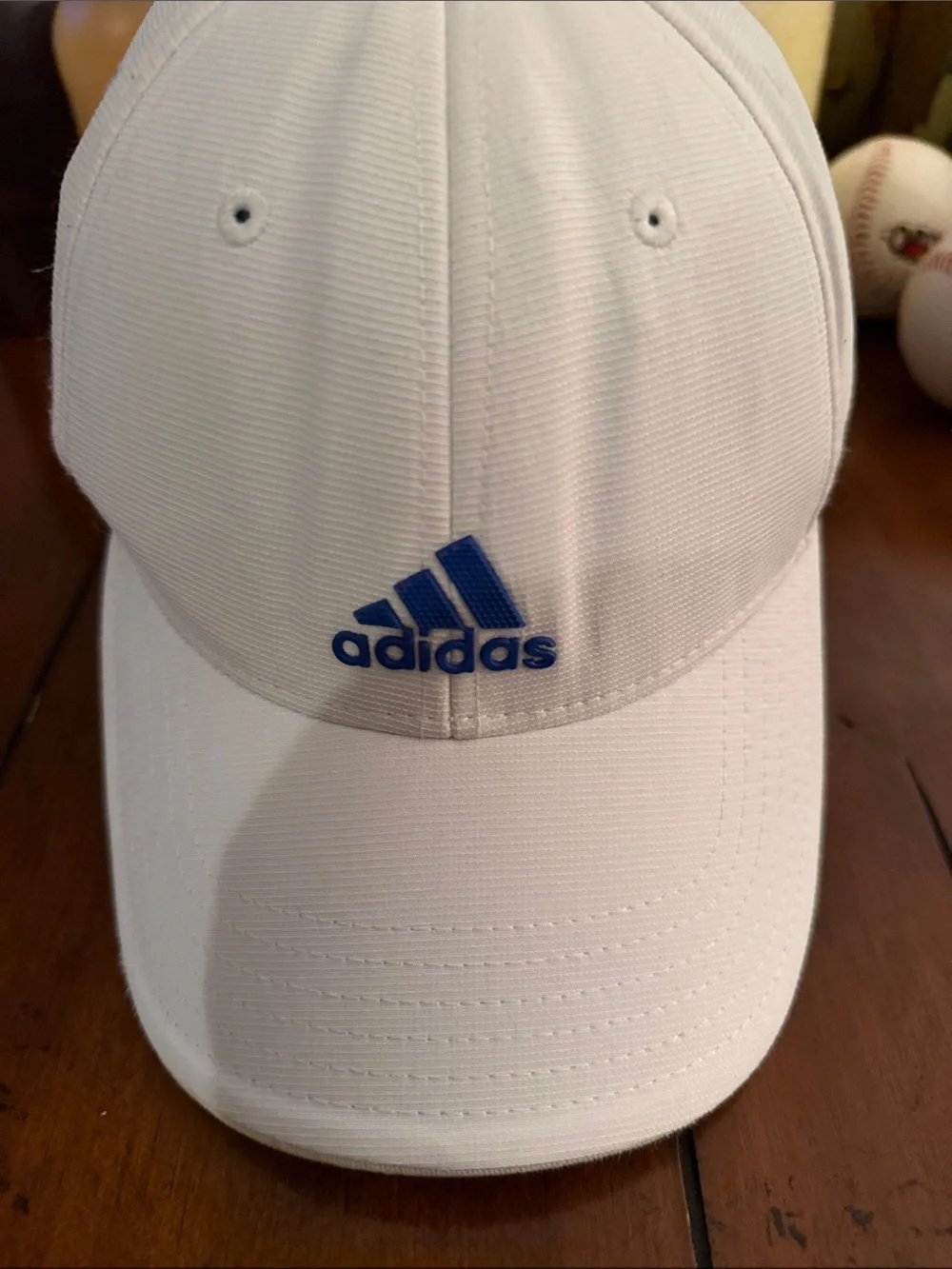 adidas Kids White Cap with Blue Logo